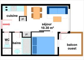 Appartment/Flat - LANSLEVILLARD - APPARTEMENT 4 PERS. 23.58 M² + PARKING SS SOL